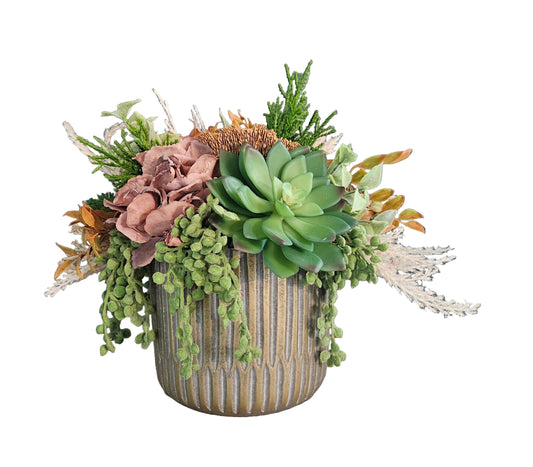 Fall Arrangement with Knit Pumpkin