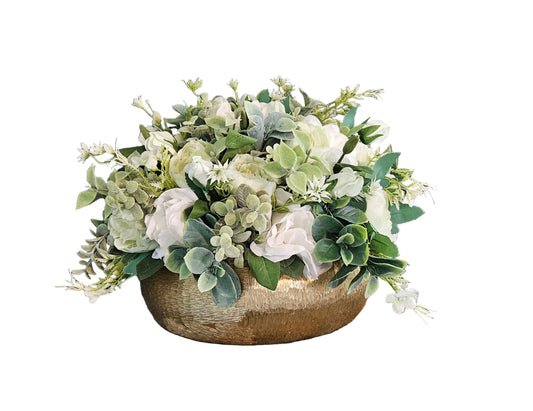 Neutral Centerpiece with Real Touch Gardenias