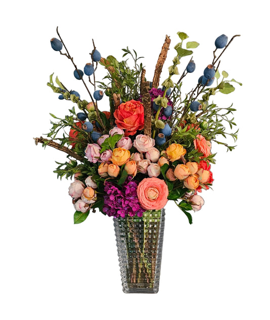 Fresh Look Arrangement in Crystal Container