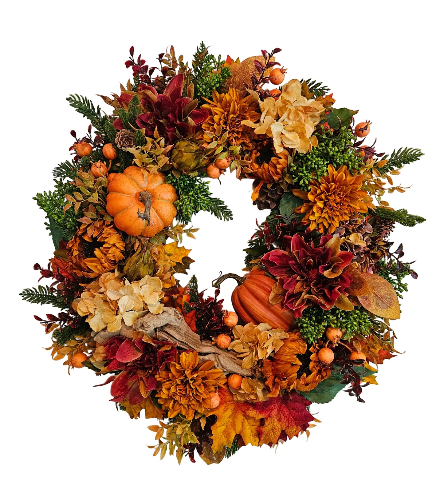 Traditional Fall Wreath with Driftwood
