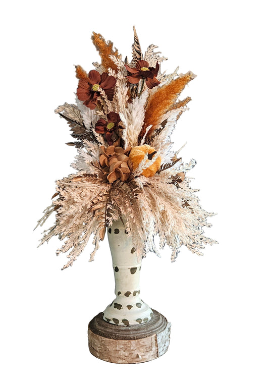 Fall Candle Topper with Coffee Zinnias