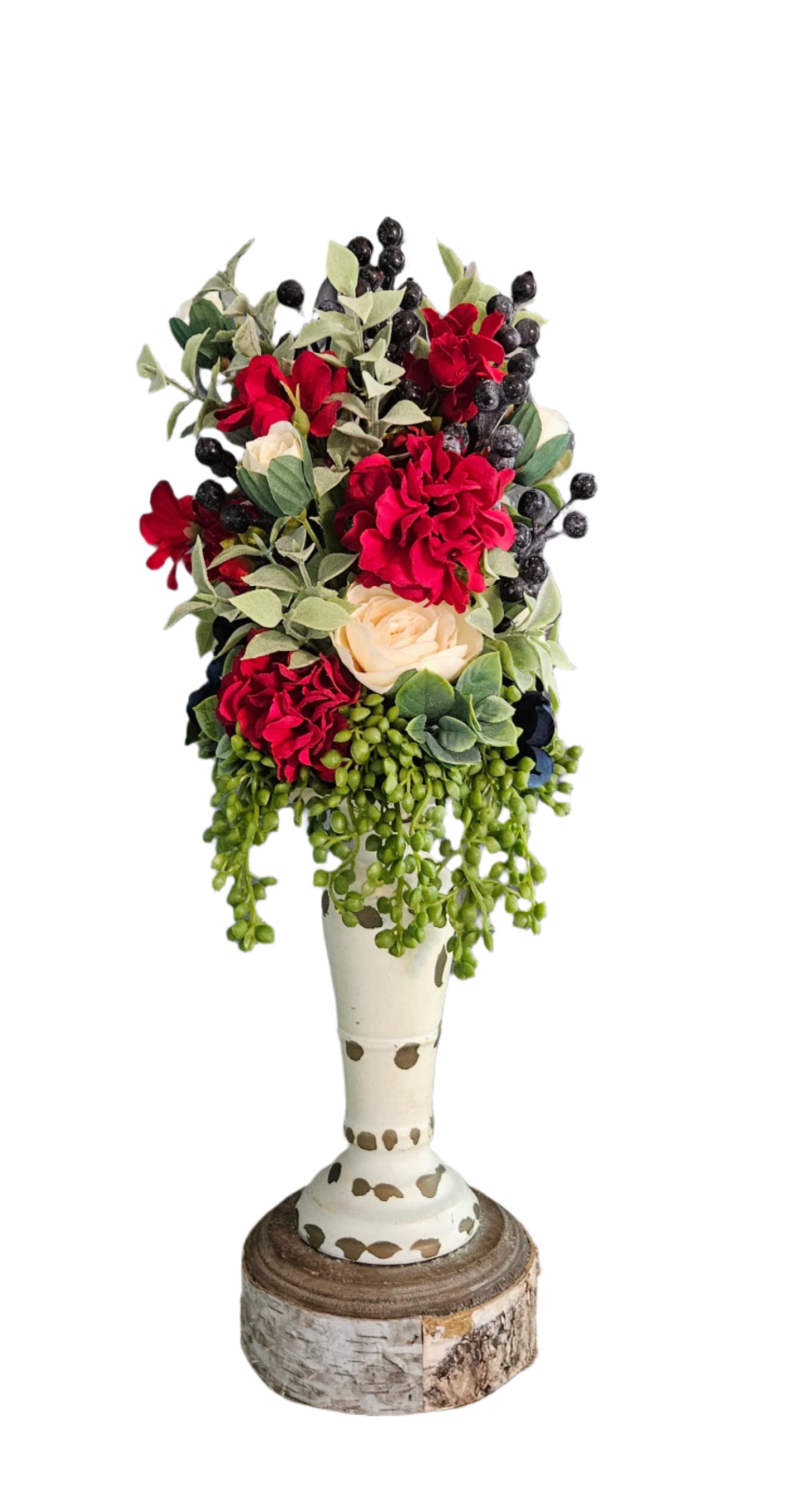 Red, White&Blue  Candle Topper With Berries