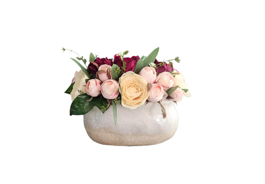 Oblong Arrangement With Maroon & Pink