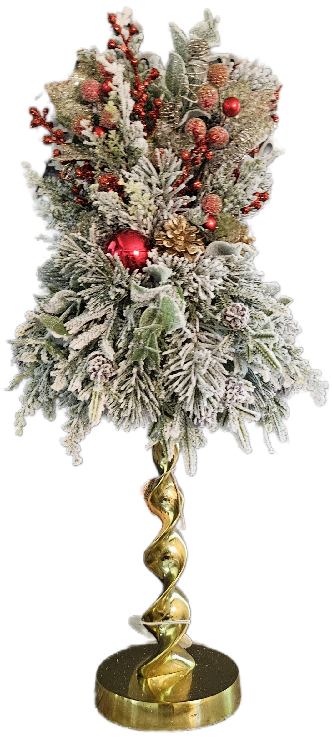 Snowy Red & Gold Candle Topper