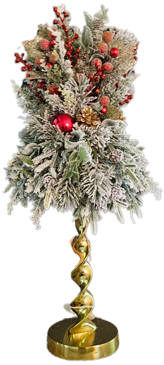 Snowy Red & Gold Candle Topper