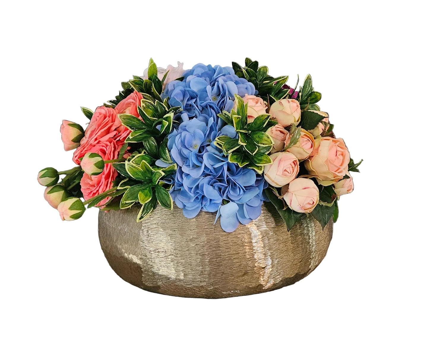 Colorful Centerpiece In Gold Metal Bowl