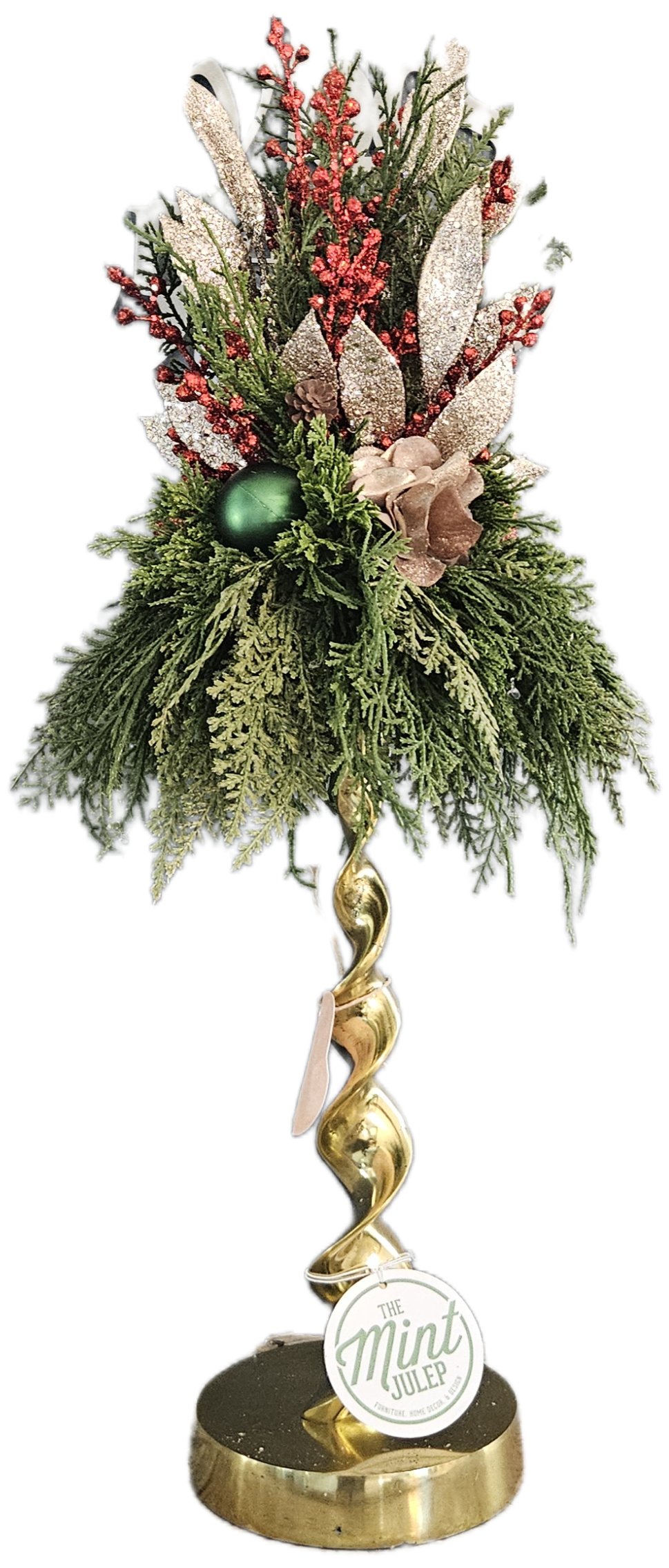 Champagne Gold and Red Candle Topper