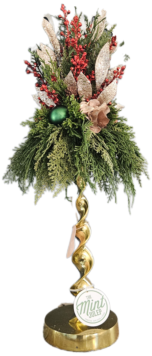 Champagne Gold and Red Candle Topper