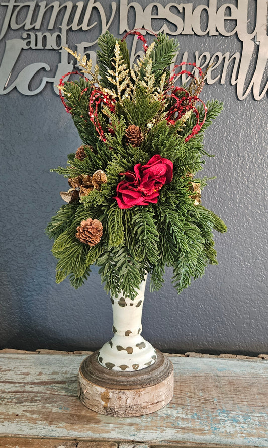 Christmas Candle Topper In Red&Gold