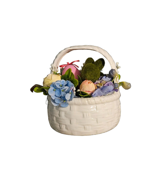 Easter Basket With Moss Bunny