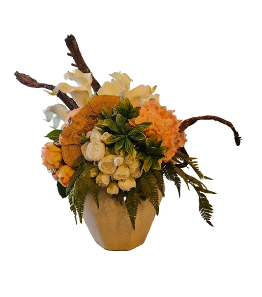 Asymmetrical Arrangement with Calla Lilys and Artificial Branches