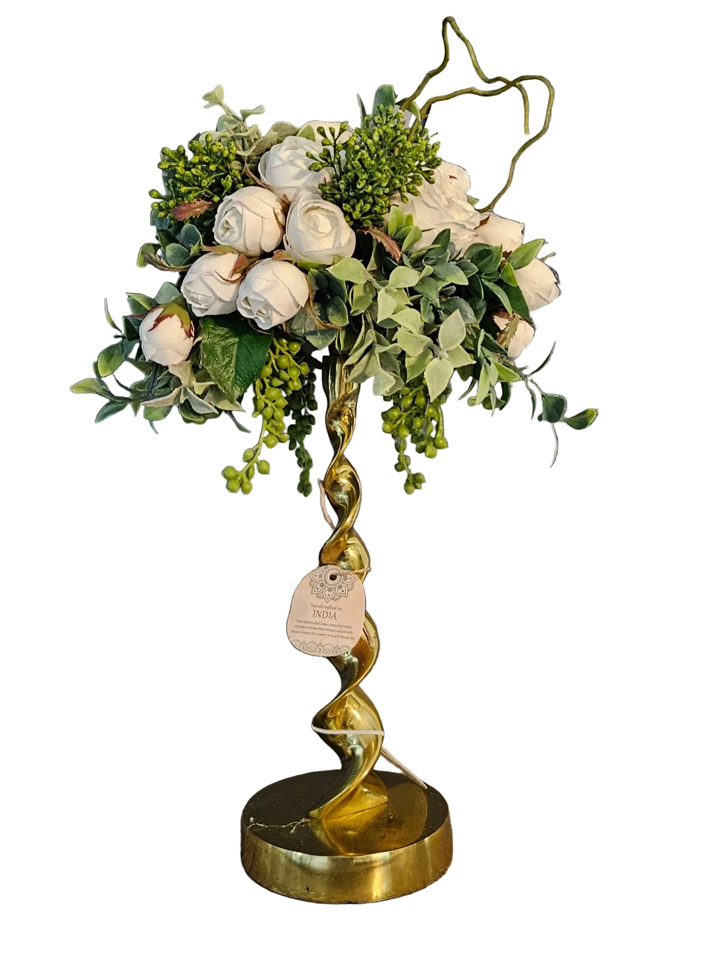 Low Candle Topper with Artificial Grapevine