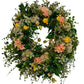 24" Wispy Wreath with Peach Dahlias