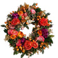Colorful Fall Wreath With Velvet Pumpkins