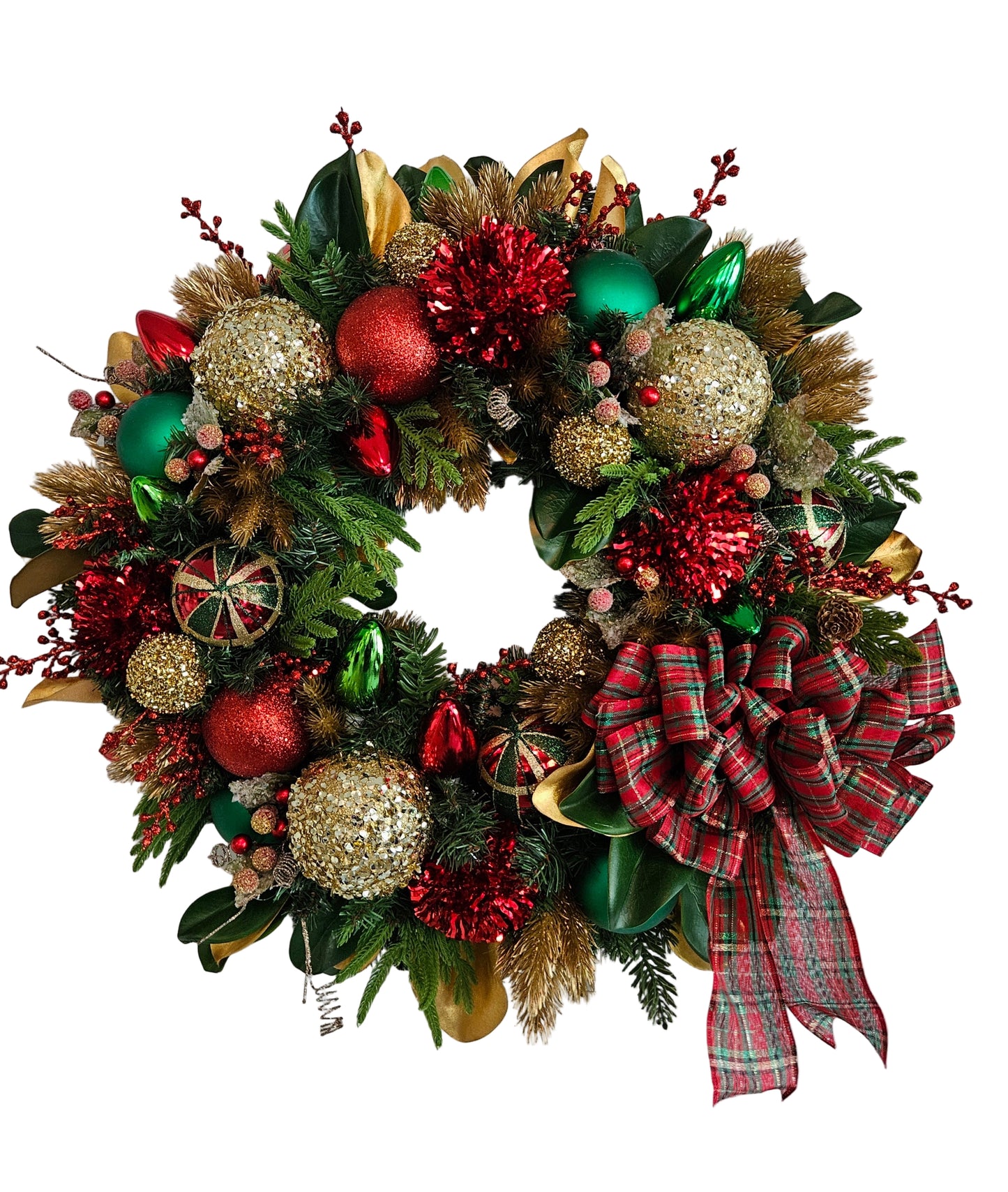 Traditional Christmas Wreath with Magnolia Leaves