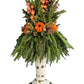 Orange Candle Topper With Assorted Pine