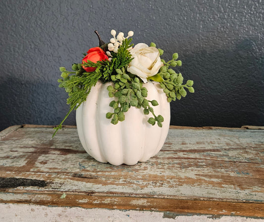 Small Cream Pumpkin Arrangement With Ranunculus
