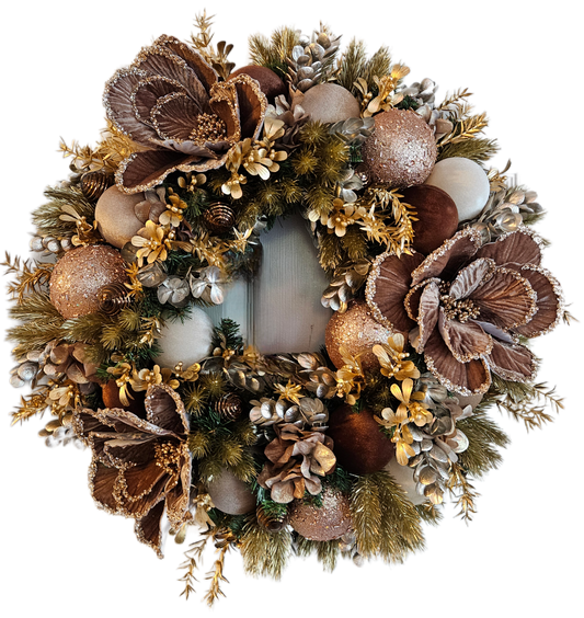 Taupe Magnolia Christmas Wreath