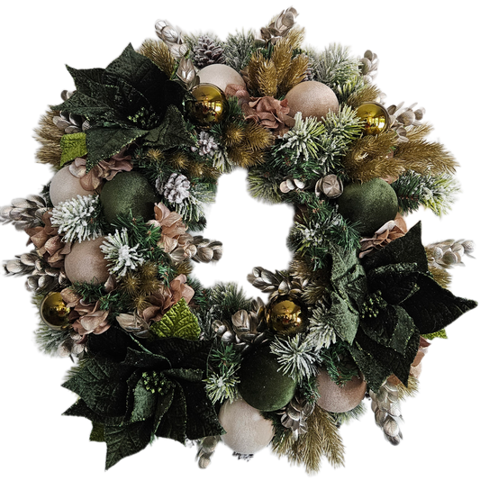 Olive Green Poinsettias Wreath
