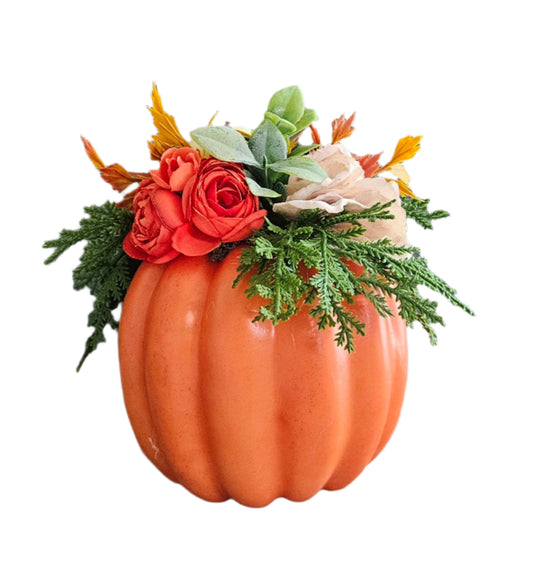 7" tall Orange Pumpkin Arrangement