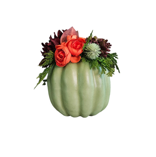 7" tall Green Pumpkin Arrangement