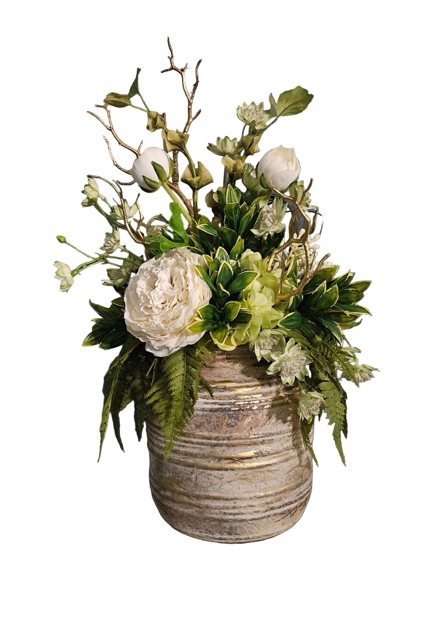 Ranunculus & Gold Branch Arrangement