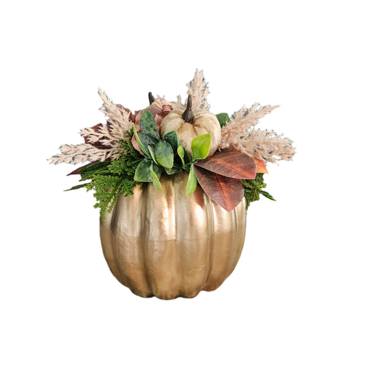 7" Gold Pumpkin Arrangement