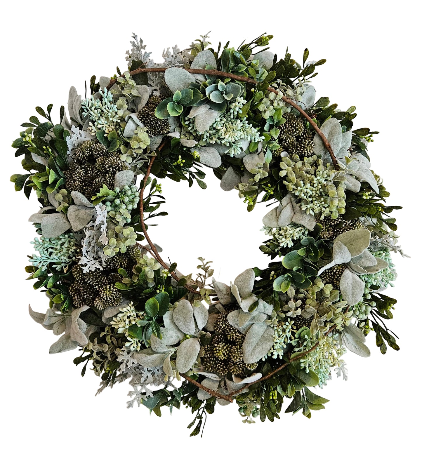 Assorted Greenery Wreath with Lambs Ear