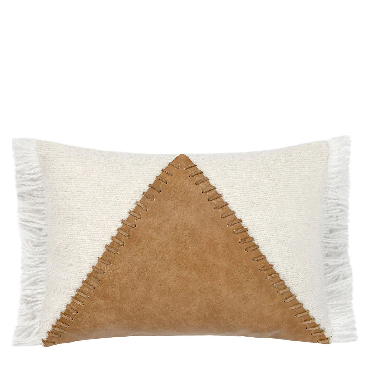 Chamber Leather Pillow, Chestnut/Ivory