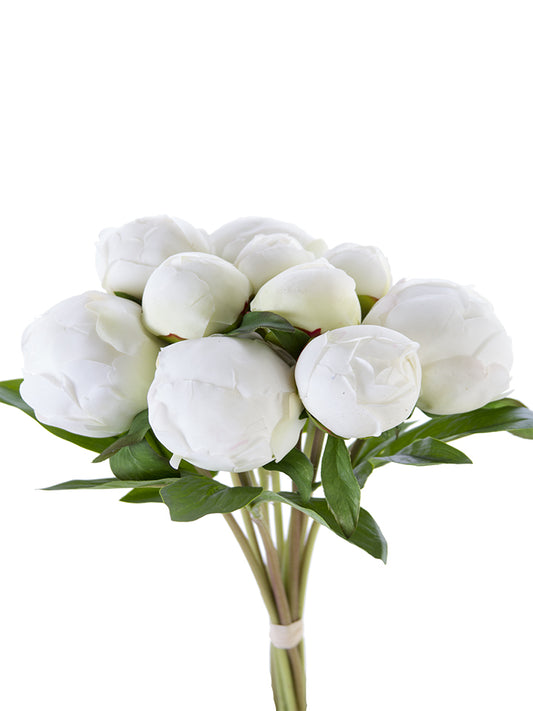 12" Real Touch Peony Bud Bundle, Cream