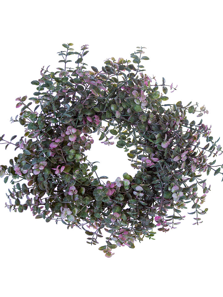 16" Pebble Eucalyptus Wreath, Green Purple