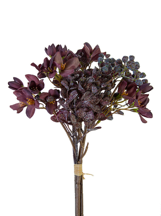 15" Hydrangea/Eucalyptus/Berry Bundle, Purple and Blue