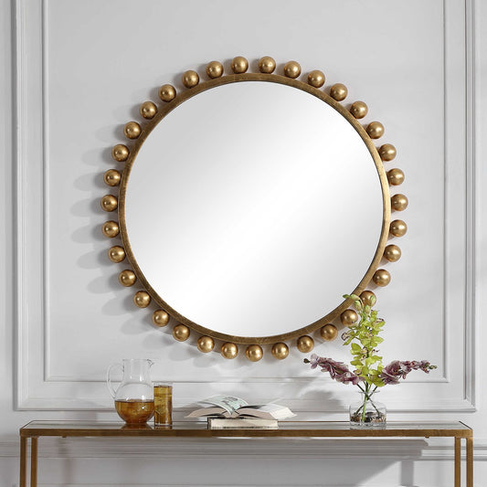 Cyra Gold Round Mirror