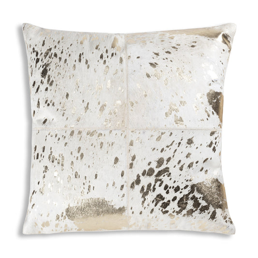 Four Square Gold Hairon Hide Pillow