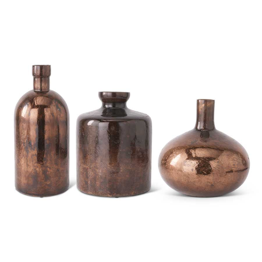 Antique Bronze Glass Bottle Vase (Various Sizes)