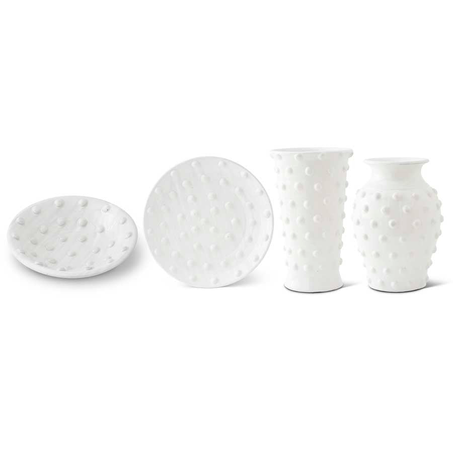 White Hobnail Plate/Vase (Various Styles)