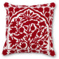 Red and White Bird Embroidered Pillow