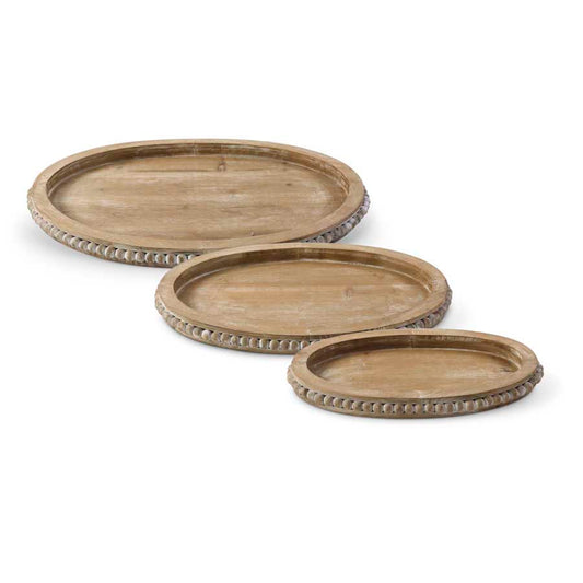 Wooden Oval Beaded Tray (Various Sizes)
