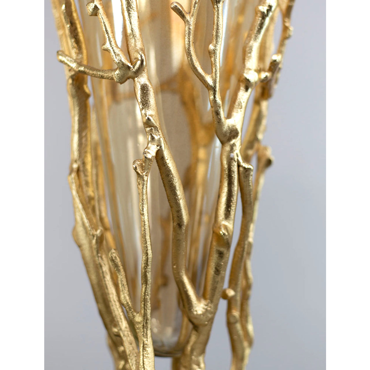 Golden Coral Glass & Metal Vase
