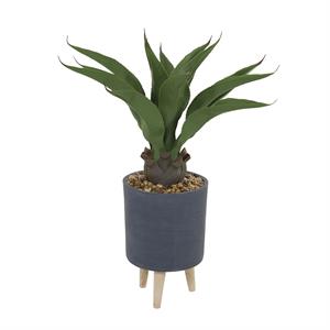 Faux Foliage Agave Potted Plant, Black