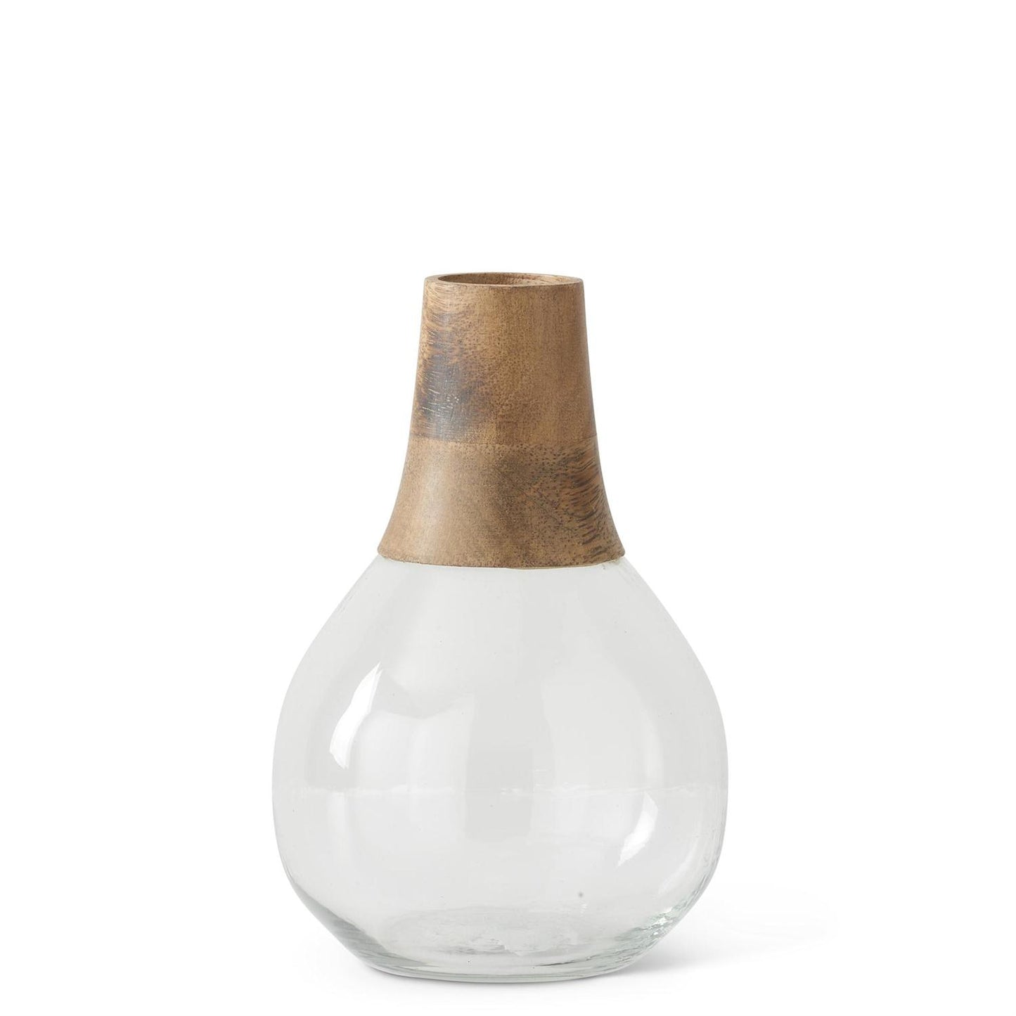 Small Glass and Wood Vase (Various Styles)
