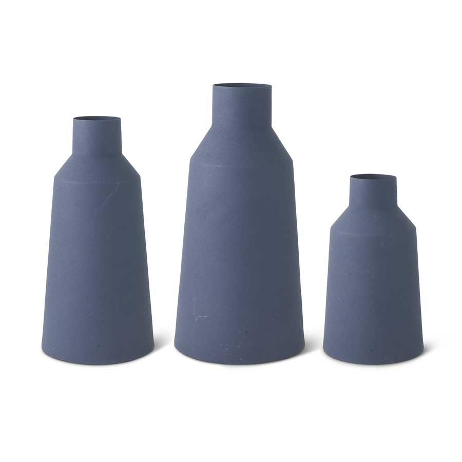 Large Navy Blue Matte Metal Vase (Various Sizes)