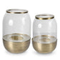Matte Gold Metal and Glass Hurricane (Various Sizes)