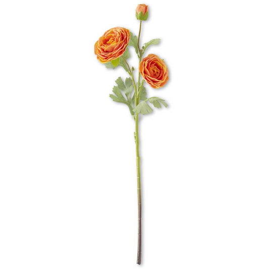 25" Real Touch Triple Bloom Ranunculus Stem, Orange