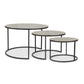 Round Gold Top Black Nesting Tables with Metal Base, Set of 3