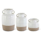 White Ceramic Double Handled Pot with Unglazed Bottom (Various Sizes)