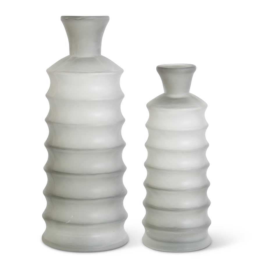 Gray Ribbed Handblown Glass Vase (Various Sizes)