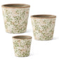 Cream & Green Floral Ceramic Pot (Various Sizes)