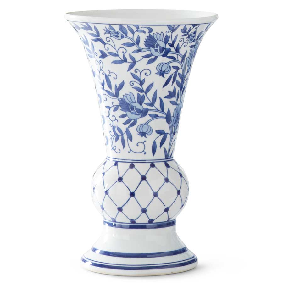 Blue & White Fluted Chinoiserie Vase