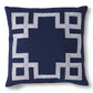 Square Cotton Flax Navy Blue Pillow with Greek Key Border